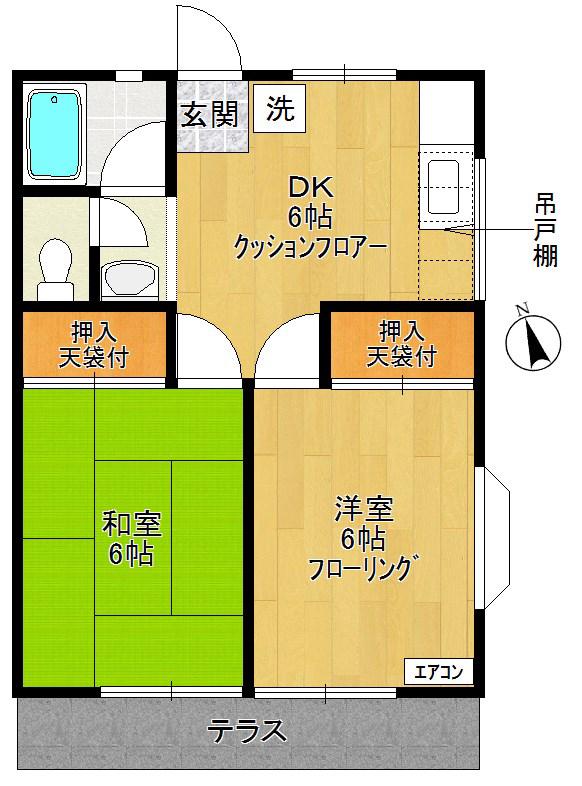 コーポサンライズ(2DK/1階)の間取り写真