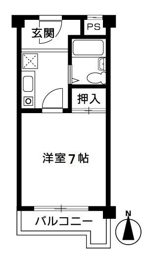 アメニティヒル箕面船場(1K/4階)の間取り写真
