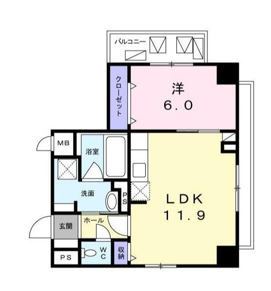 ユヌ ブリーズ 目黒(1LDK/3階)の間取り写真