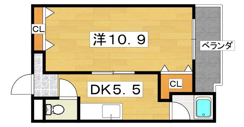 本町ビル(1DK/2階)の間取り写真