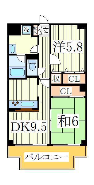 セレブリティーY(2DK/2階)の間取り写真