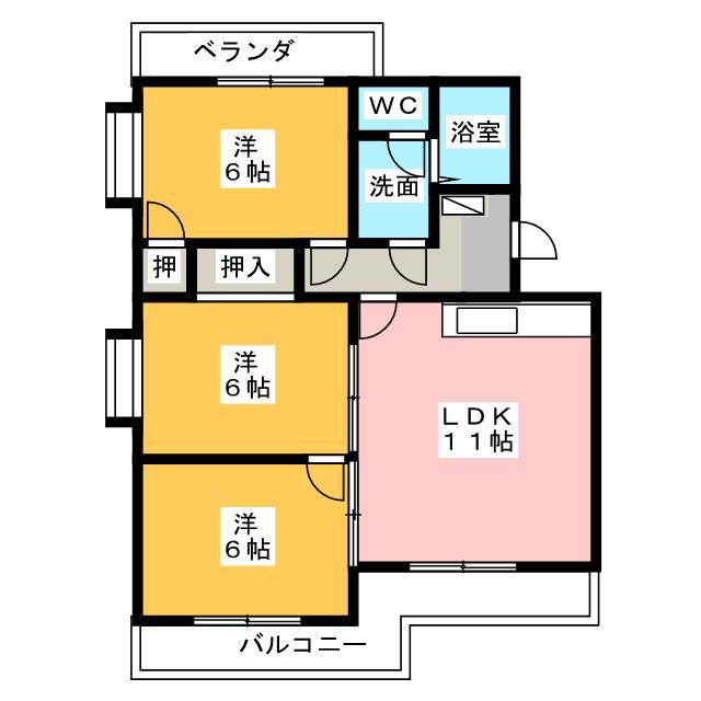 エクセルシオールII(3LDK/3階)の間取り写真
