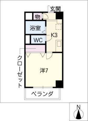 パティオいずみ(1K/2階)の間取り写真