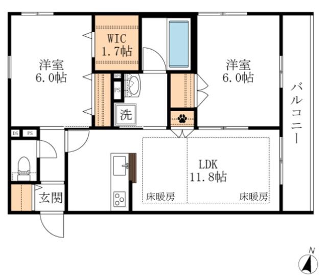 LS PLUS八潮(2LDK/3階)の間取り写真