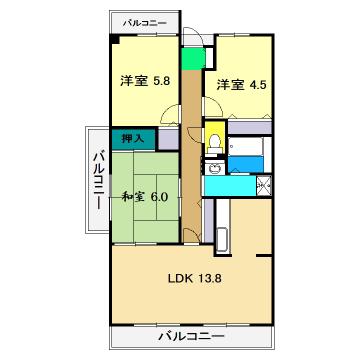 カランドリエ大篠(3LDK/4階)の間取り写真