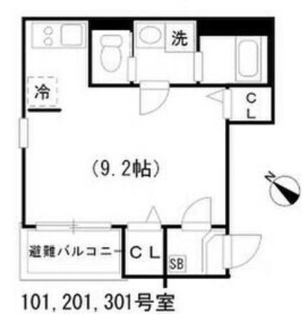 ベルフィノ名古屋(1K/1階)の間取り写真