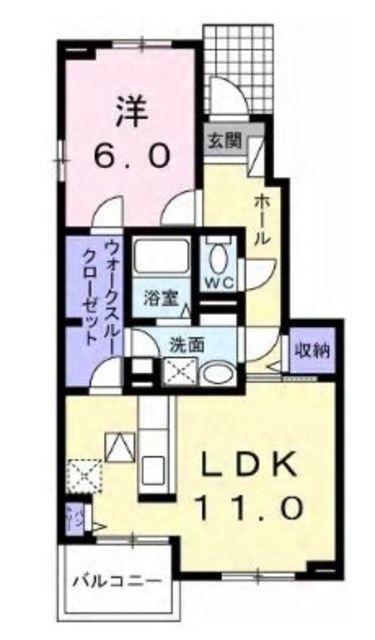 サン・ブライトC館(1LDK/1階)の間取り写真