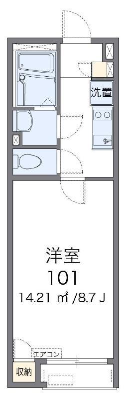 レオネクストカーサ大和II(1K/1階)の間取り写真