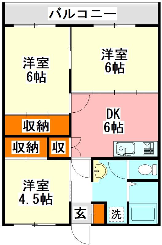 ピースフルハイツ(3DK/7階)の間取り写真