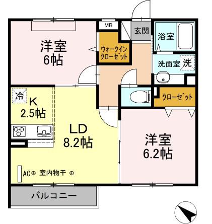 エクレール原宿(2LDK/2階)の間取り写真