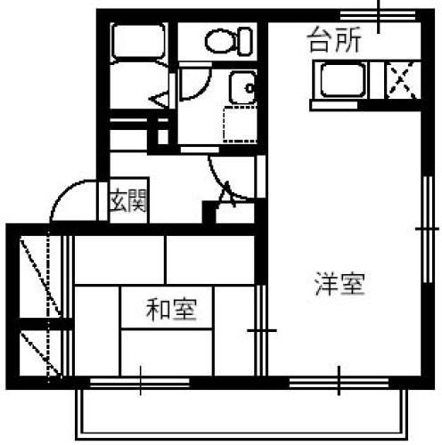 西中央ハイツII F(1LDK/2階)の間取り写真