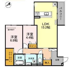 ウィズパークノーサイド(2LDK/3階)の間取り写真