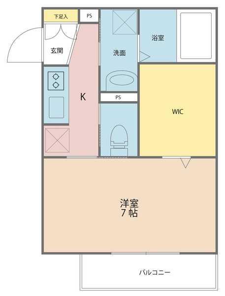 パームコテージ番館(1K/2階)の間取り写真