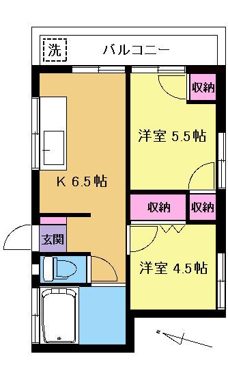 コーポ小出(2K/2階)の間取り写真