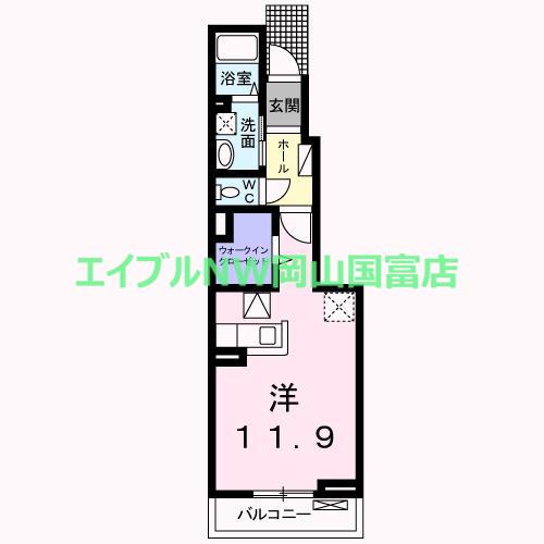 ラフォルテ(ワンルーム/1階)の間取り写真