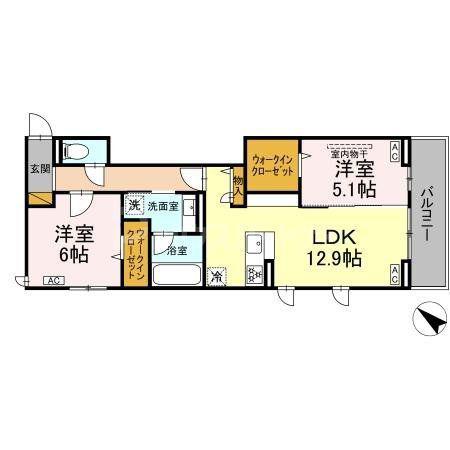 レジデンスヒルトップX XI X(2LDK/2階)の間取り写真