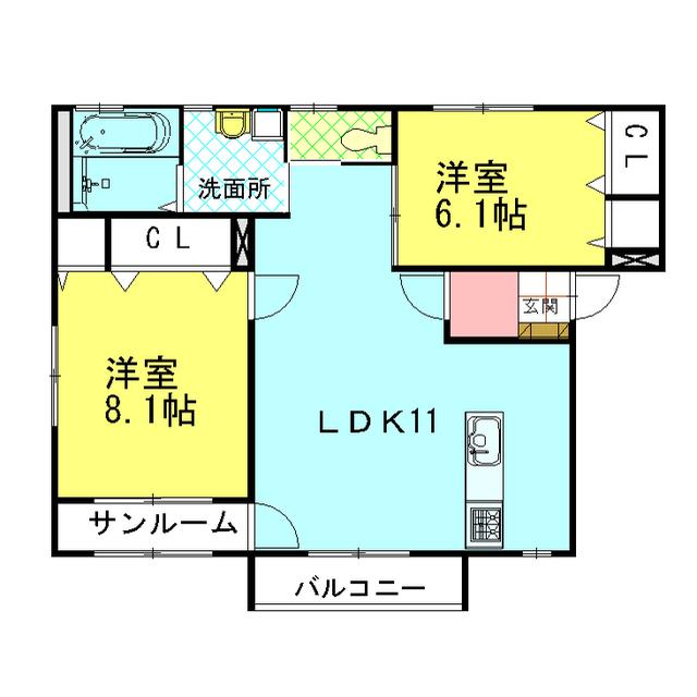フォルテ カルカッサ(2LDK/3階)の間取り写真