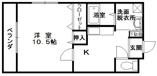 ラウンドシティ長嶺I(1K/2階)の間取り写真