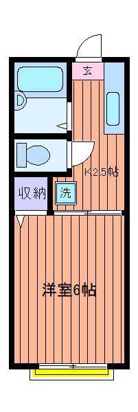 メゾンゴールド(1K/2階)の間取り写真