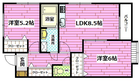 ムーンパディ船越(2LDK/1階)の間取り写真