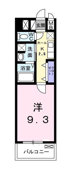 グランコリーヌ・K(1K/4階)の間取り写真