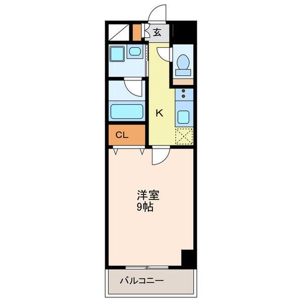 プランドール浅間町(1K/9階)の間取り写真