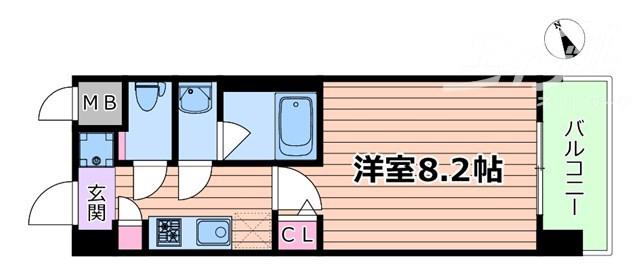スプランディット十三本町(1K/6階)の間取り写真