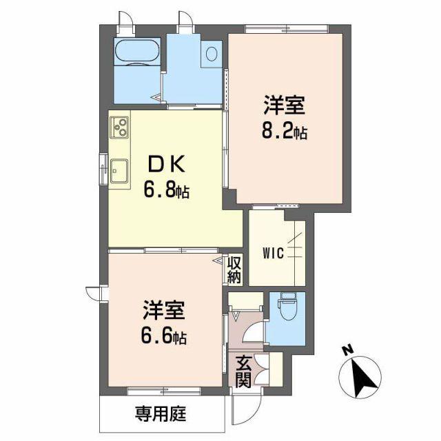 プレミアス東野(2DK/1階)の間取り写真