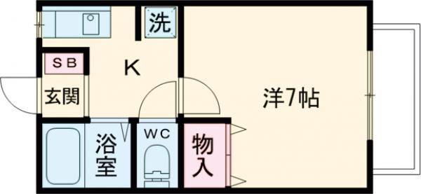 ルミエール池田(1K/2階)の間取り写真