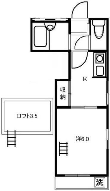 メゾンFUJI宮原(1K/2階)の間取り写真