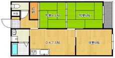 ネオハートB(3DK/2階)の間取り写真