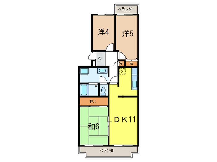 阪神打出浜マンション(3LDK/4階)の間取り写真