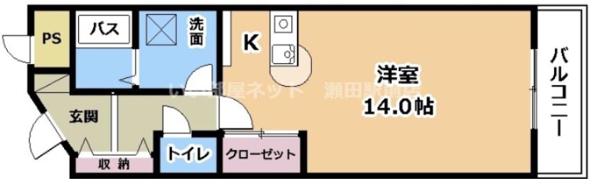 メゾンロワイヤル松田(ワンルーム/2階)の間取り写真
