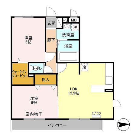 グランシャリオII(2LDK/2階)の間取り写真