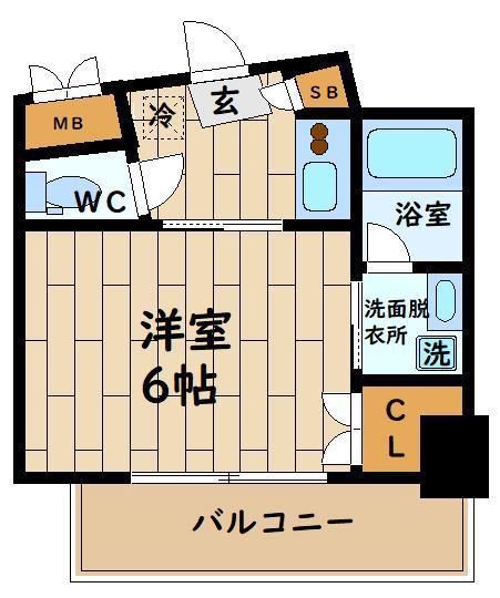 ルーチェ新福島(1K/6階)の間取り写真