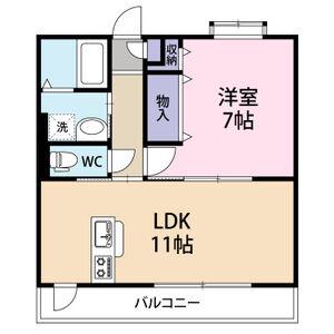 LONG CHAMP(1LDK/2階)の間取り写真