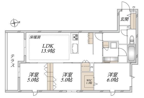VESTA(3LDK/1階)の間取り写真