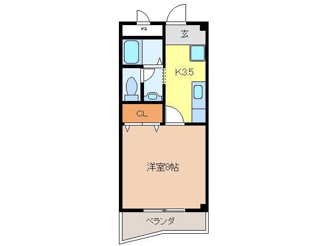 ラビットストリートII(1K/1階)の間取り写真