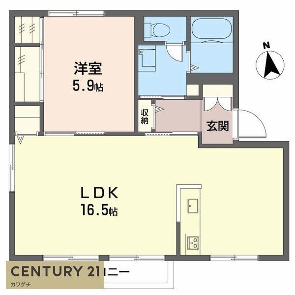 ディアスまさごB(1LDK/2階)の間取り写真