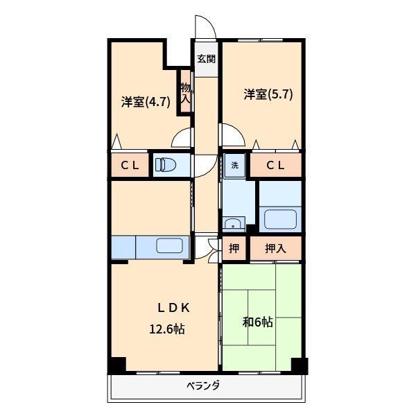 フェリスローマ浦和(3LDK/1階)の間取り写真