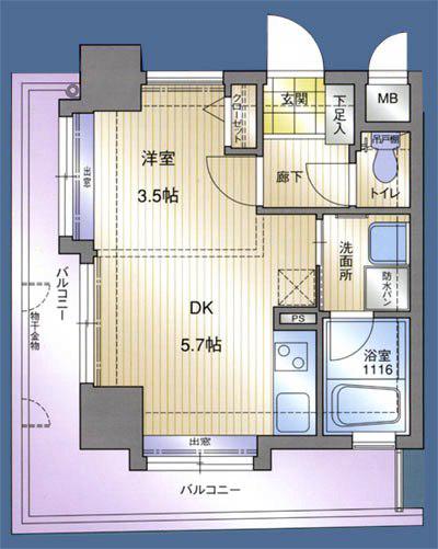 アクタス薬院II(ワンルーム/7階)の間取り写真