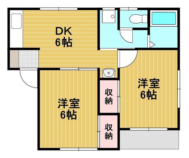 マイボリーハイツ(2DK/1階)の間取り写真