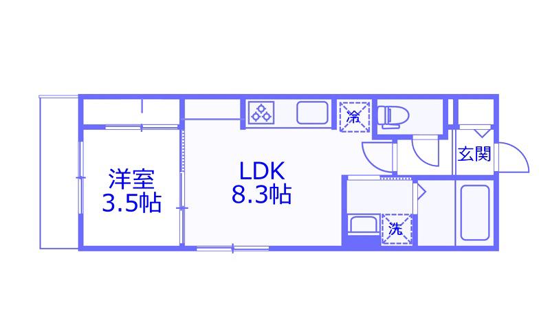 パームコテージ17番館(1LDK/2階)の間取り写真