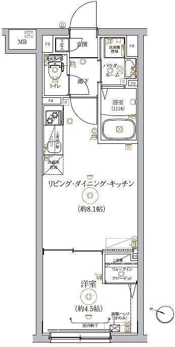 RELUXIA大塚(1LDK/1階)の間取り写真