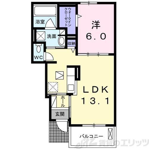 カーサ イン ピエトラ ロッサ(1LDK/1階)の間取り写真