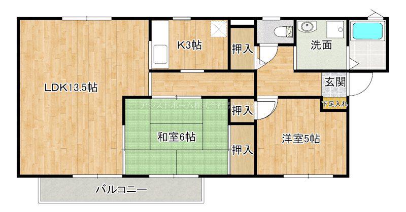 ディスターS(2LDK/2階)の間取り写真