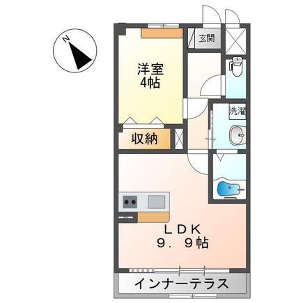 ウエストクリークII(1LDK/1階)の間取り写真