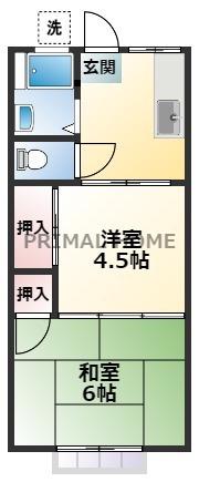 ホワイトヒルズ(2K/1階)の間取り写真