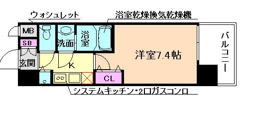 アドバンス西梅田Vグランデ(1K/8階)の間取り写真