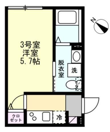 ベイルーム川崎平間(1K/1階)の間取り写真